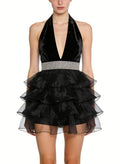 Sophisticated Halter Neck Deep V-Neck Party Evening Dresses