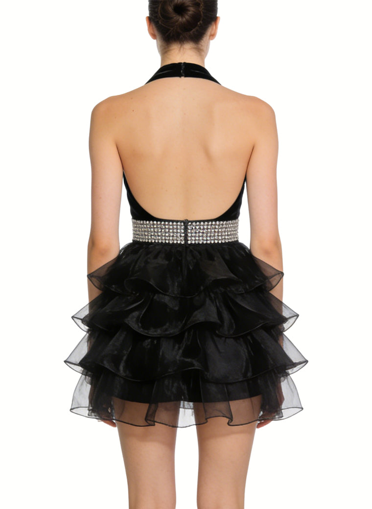 Sophisticated Halter Neck Deep V-Neck Party Evening Dresses