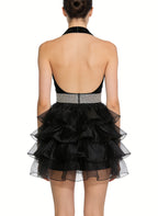 Sophisticated Halter Neck Deep V-Neck Party Evening Dresses