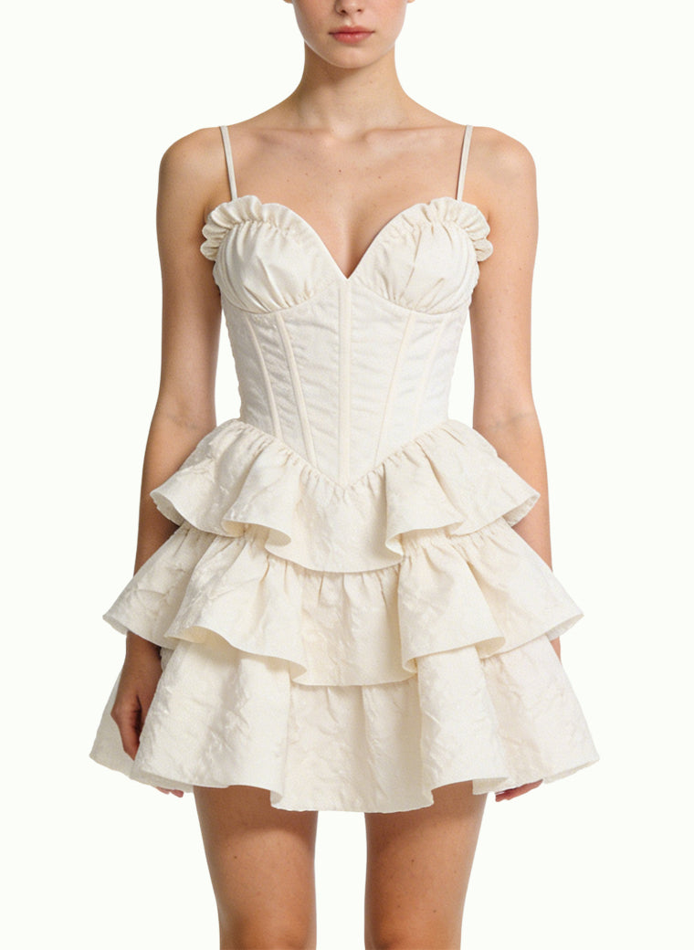 Heart-Neck Puffy Mini Dress