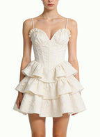 Heart-Neck Puffy Mini Dress