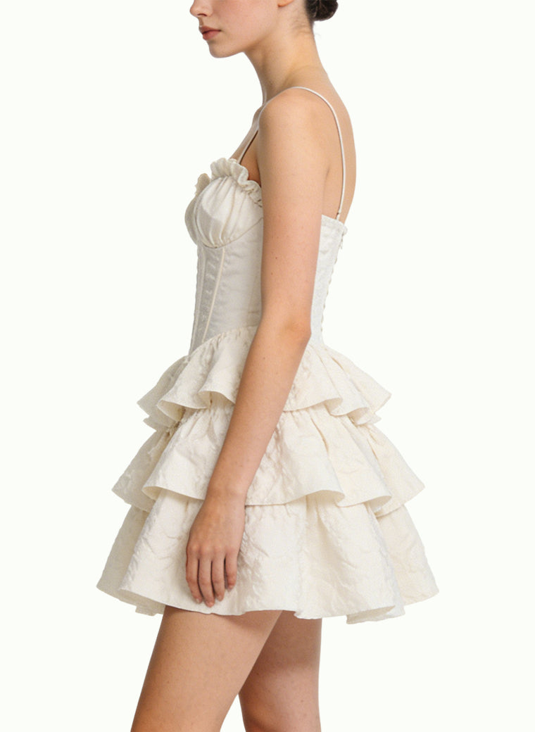 Heart-Neck Puffy Mini Dress