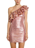 Fashionable and Sparkling One-Shoulder Evening Gown