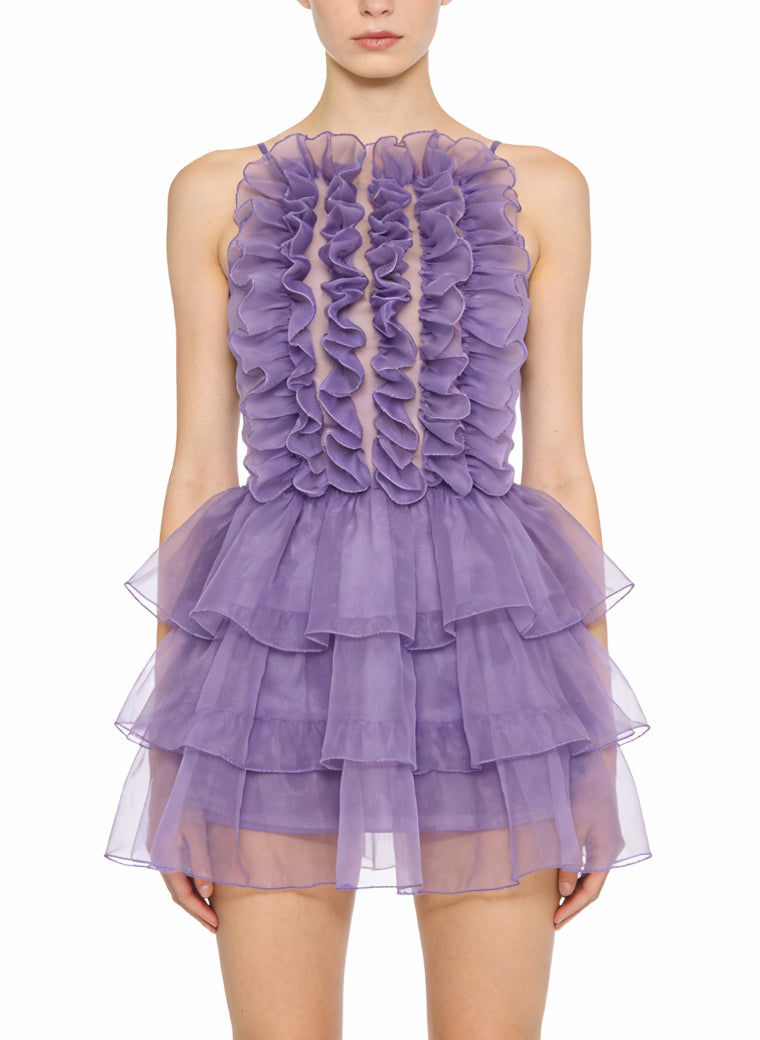 Gentle Halter Tiered Mini Dress Party Dress