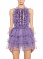 Gentle Halter Tiered Mini Dress Party Dress