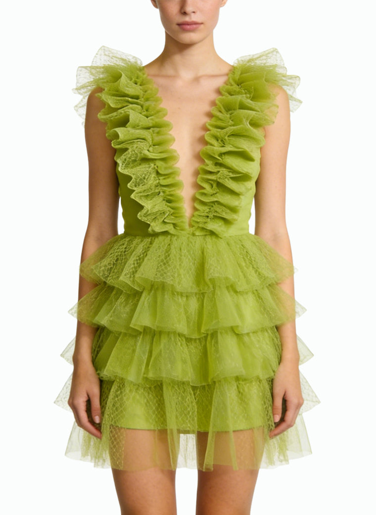 Tiered Ruffle Women's Party Evening Dress