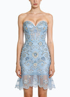 Luxury Strapless Studded Mini Evening Dress