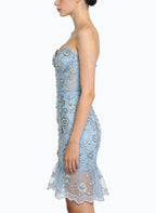 Luxury Strapless Studded Mini Evening Dress