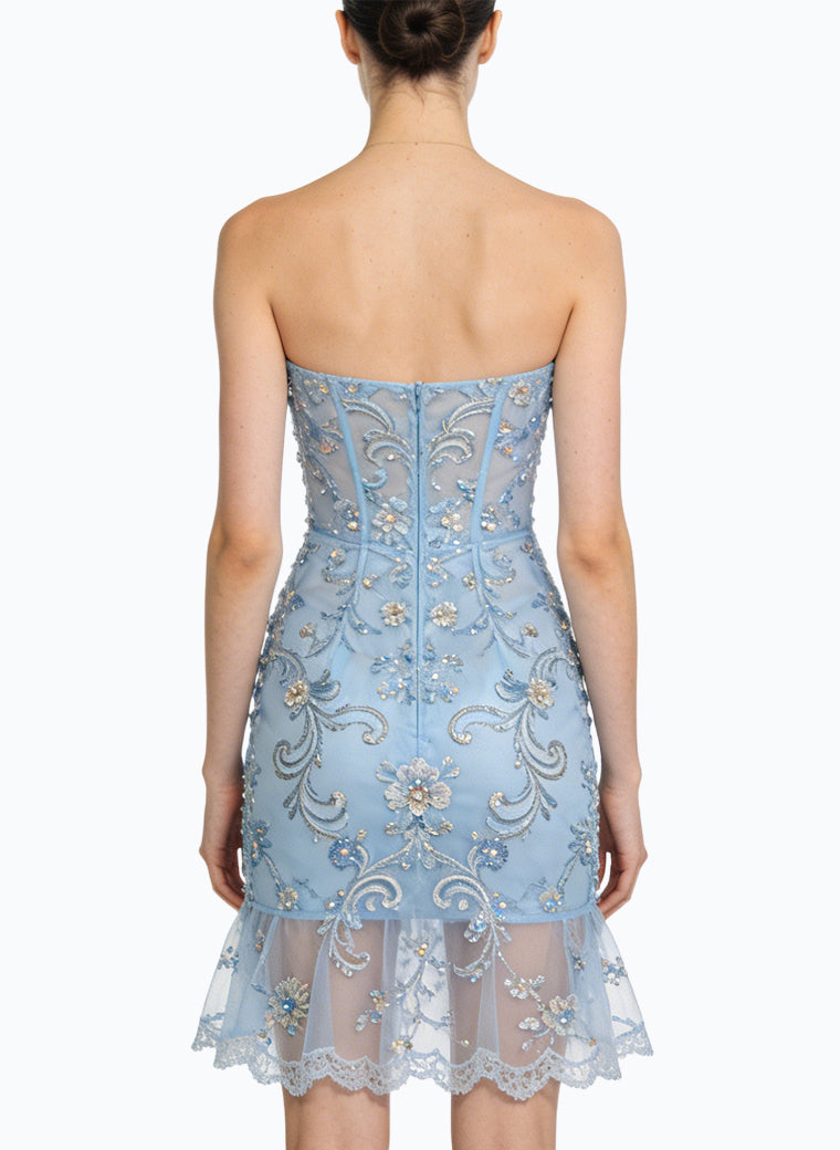 Luxury Strapless Studded Mini Evening Dress