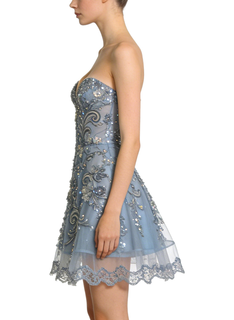 Luxurious Strapless Sequin Embroidery Party Dress
