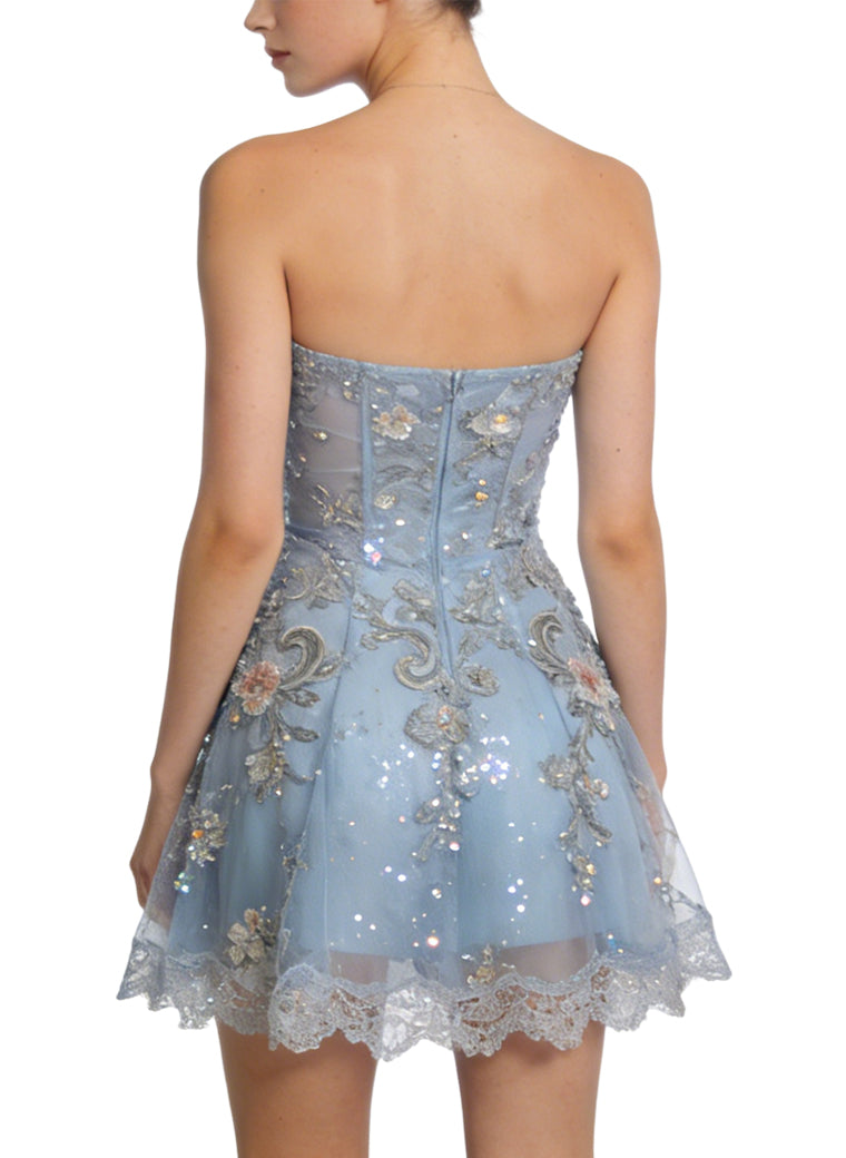 Delicate Strapless Mini Party Dress