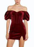 Off-Shoulder Puff Sleeve Retro Party Dress