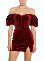 Off-Shoulder Puff Sleeve Retro Party Dress
