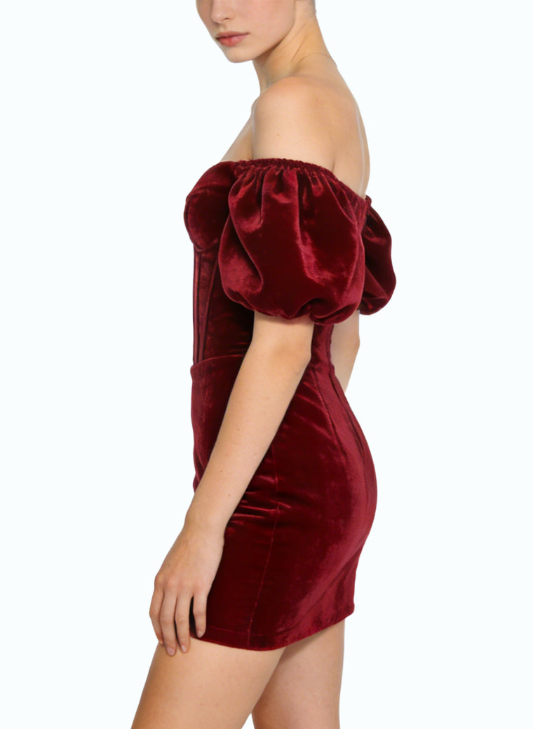 Off-Shoulder Puff Sleeve Retro Party Dress