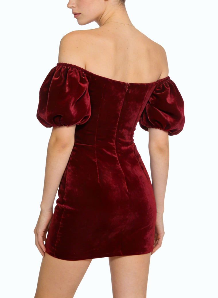 Off-Shoulder Puff Sleeve Retro Party Dress