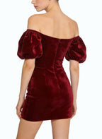 Off-Shoulder Puff Sleeve Retro Party Dress