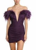 Luxurious Deep V-Neck Feather Decor Party Dress