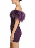 Luxurious Deep V-Neck Feather Decor Party Dress