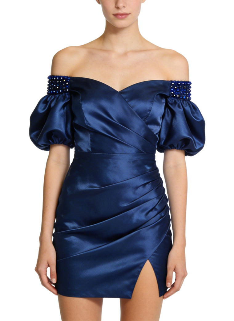 Off-Shoulder Puff Sleeve Party Evening Dress