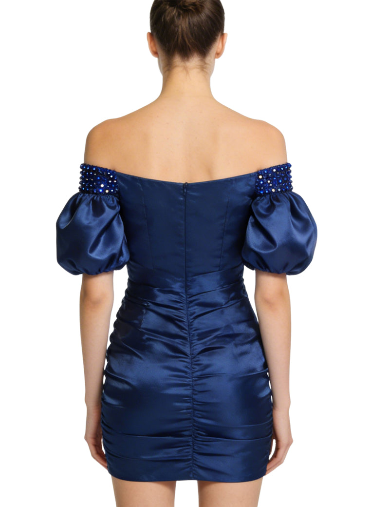 Off-Shoulder Puff Sleeve Party Evening Dress