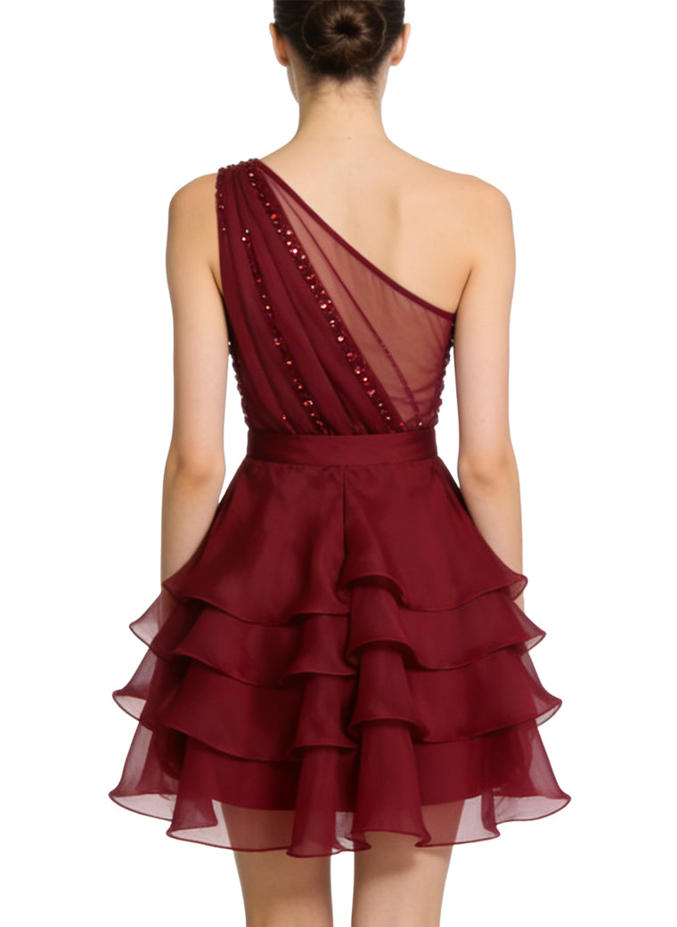 Premium Asymmetrical Shoulder Party Dress