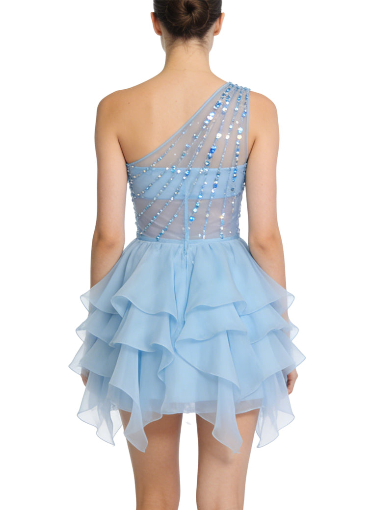 Fresh Asymmetrical Shoulder Party Date Dress