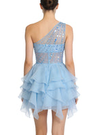 Fresh Asymmetrical Shoulder Party Date Dress