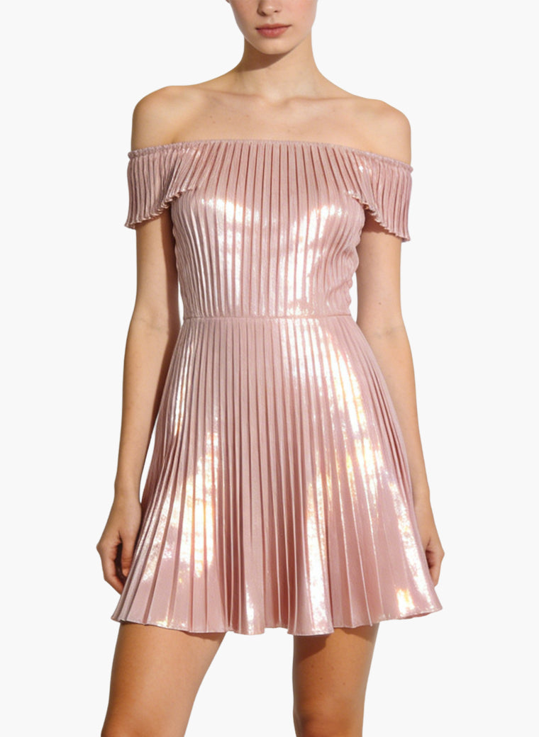 Gentle Off-Shoulder Slim A-Line Mini Dress