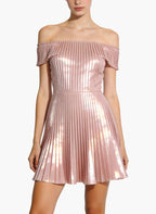 Gentle Off-Shoulder Slim A-Line Mini Dress