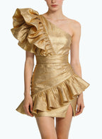 High-End One-Shoulder Sophisticated Party Dress
