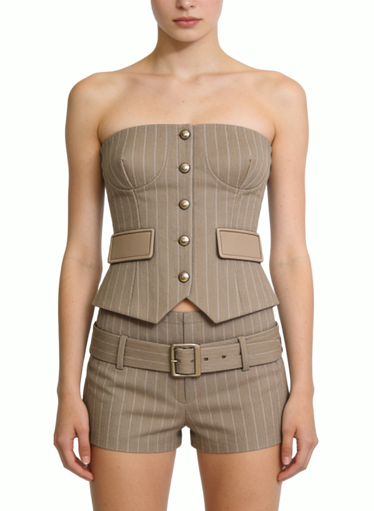 Women's Retro Belted High-waist Shorts
