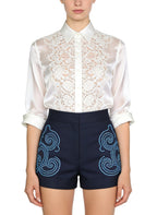 Women's Embroidered High-waist Shorts