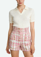 Women's Plaid Pattern Soft High-waist Shorts