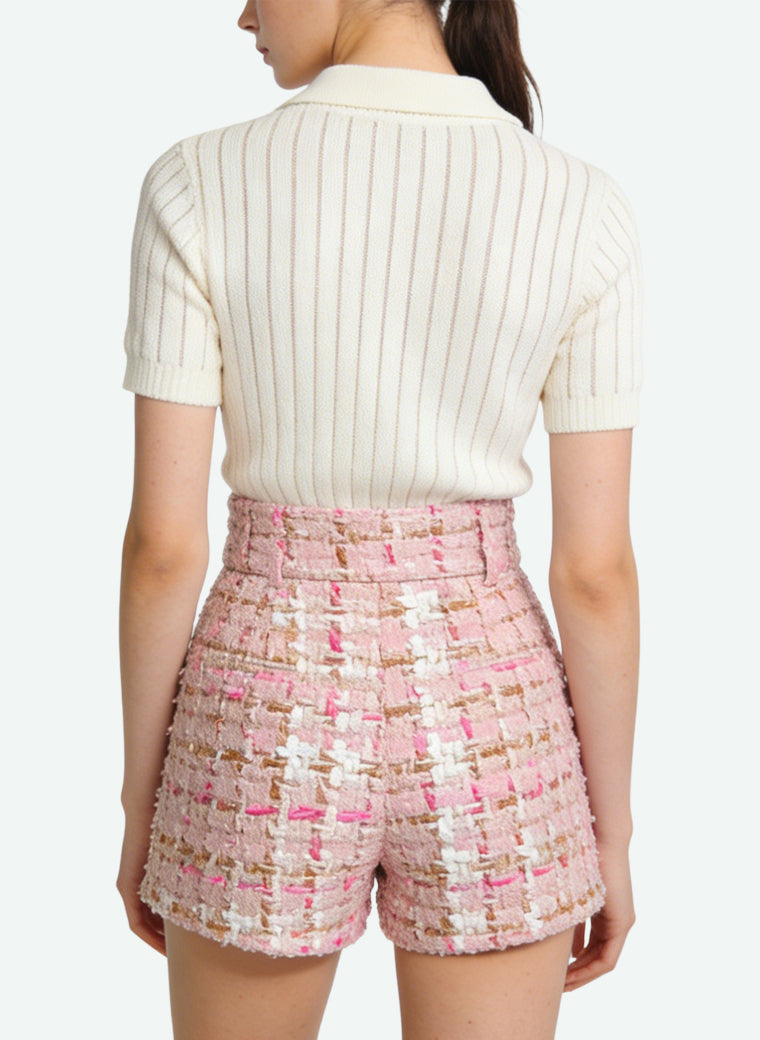 Women's Plaid Pattern Soft High-waist Shorts