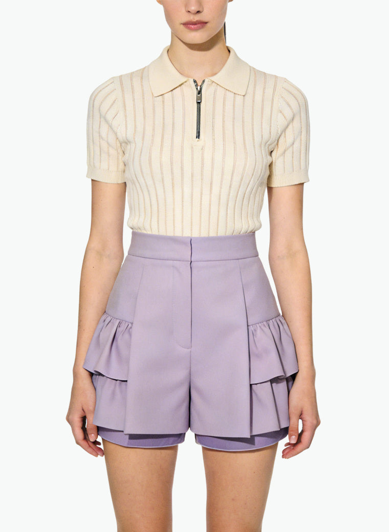 Women's Pleated High-waist A-line Shorts