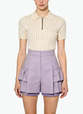 Women's Pleated High-waist A-line Shorts
