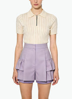 Women's Pleated High-waist A-line Shorts