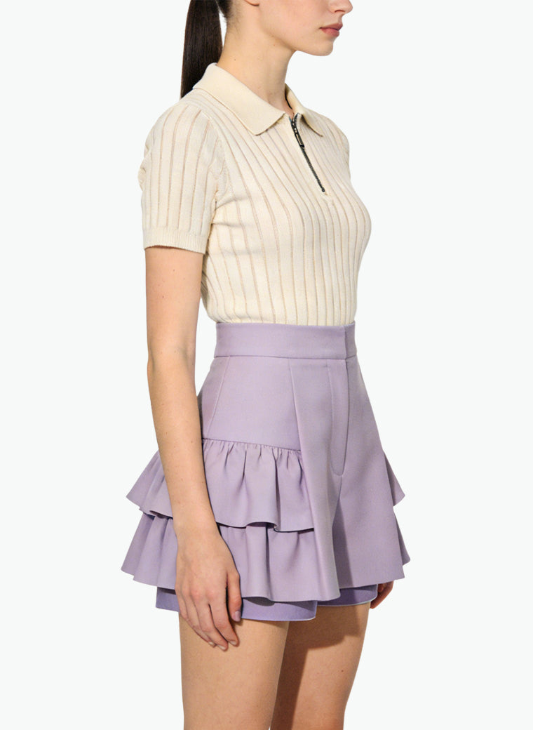 Women's Pleated High-waist A-line Shorts