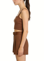 Women's High-waist Soft Pleated Tailored Shorts