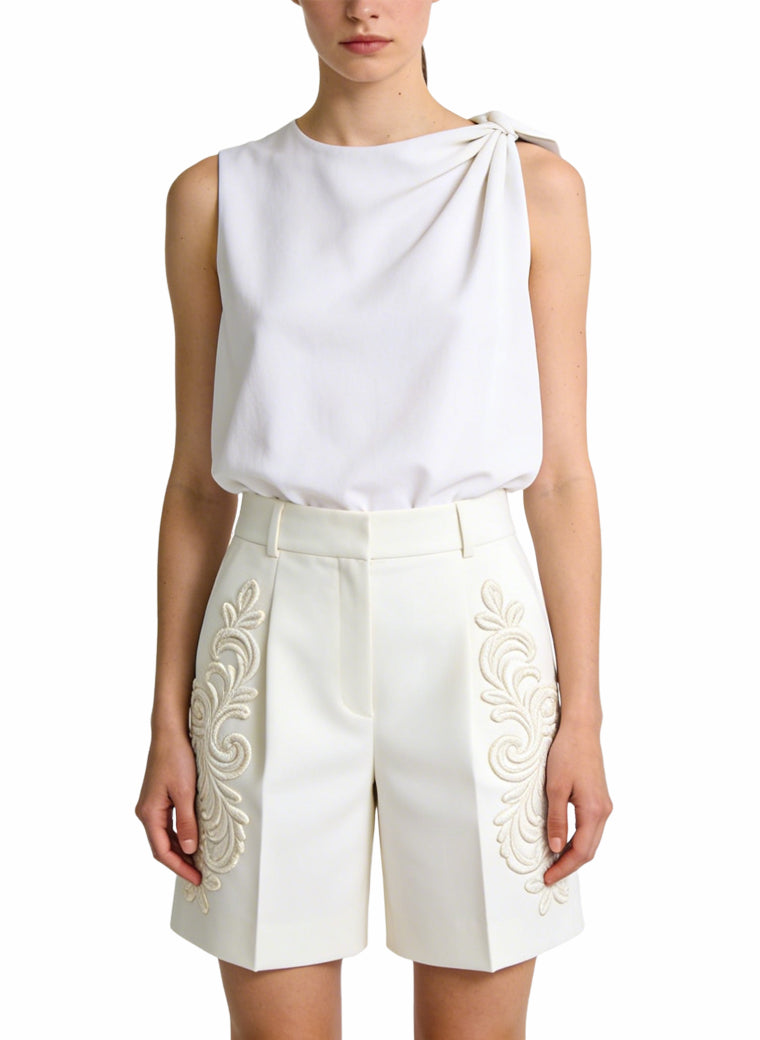 Women's Embroidered High-waist Tailored Shorts