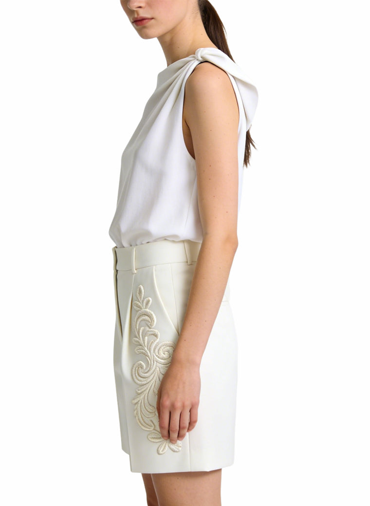 Women's Embroidered High-waist Tailored Shorts