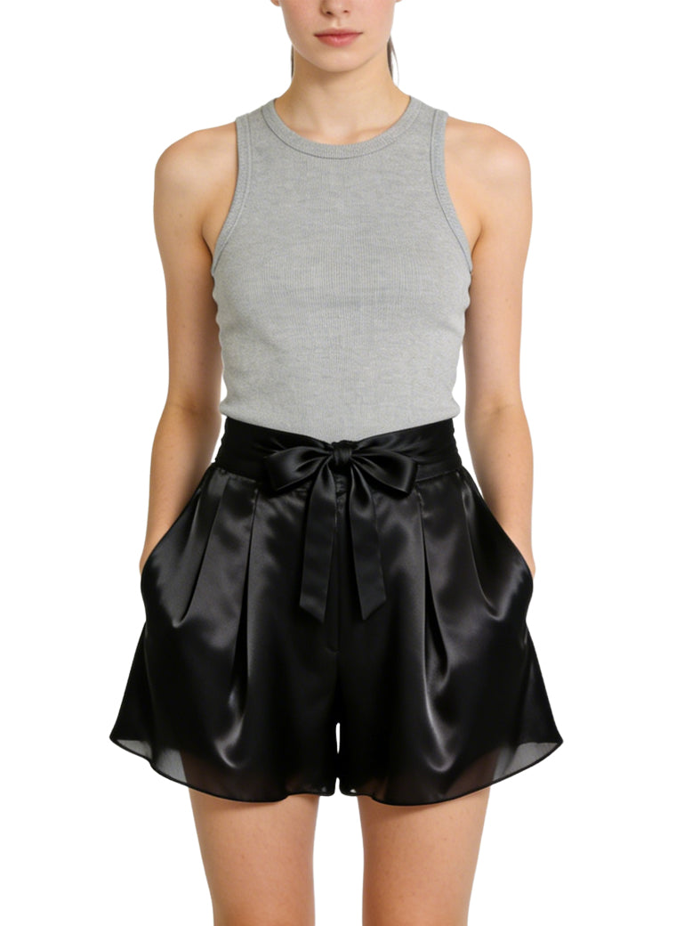 Women's Satin High-waist Flared Shorts