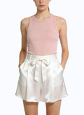 Women's Bow-detail High-waist Satin Shorts