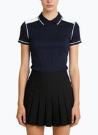 Women's Minimalist Contrast-stitch Short Sleeve Top