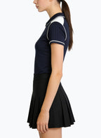 Women's Minimalist Contrast-stitch Short Sleeve Top