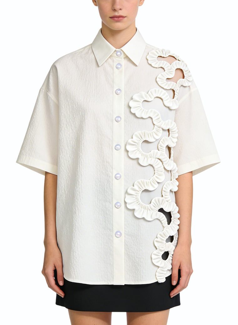 Women's Floral Applique Short Sleeve Top