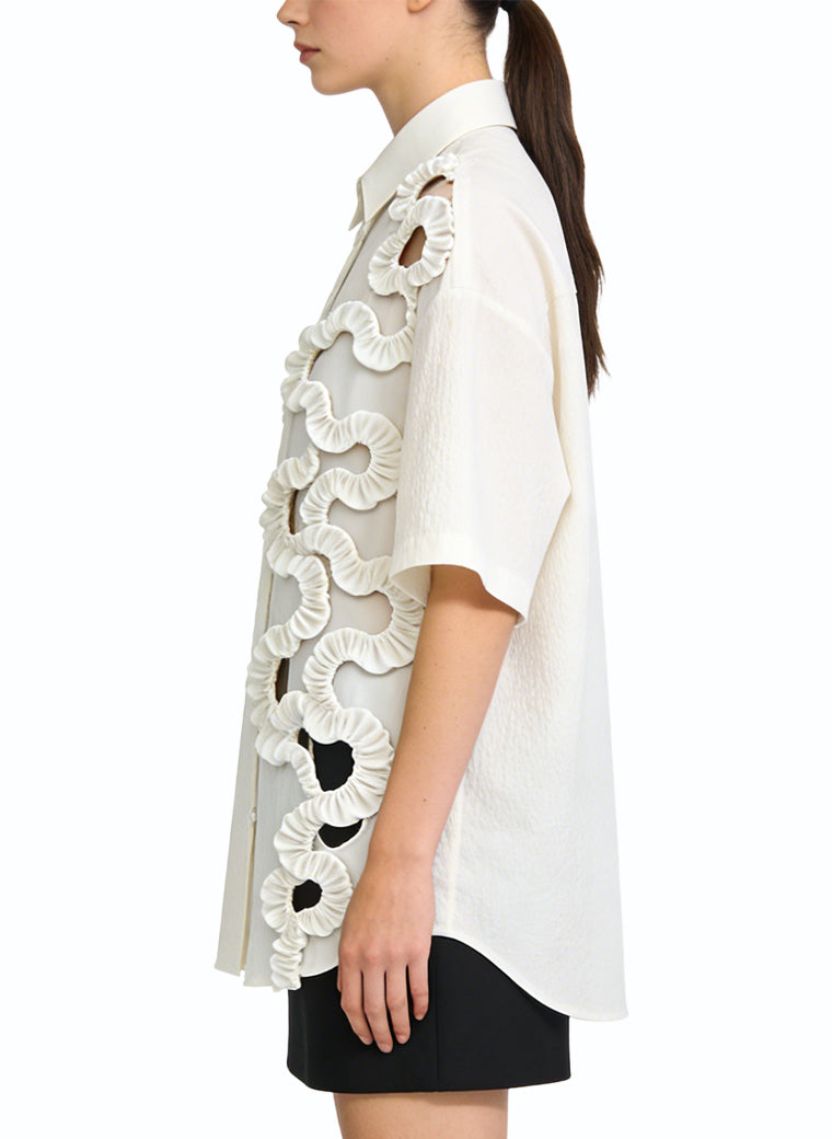 Women's Floral Applique Short Sleeve Top