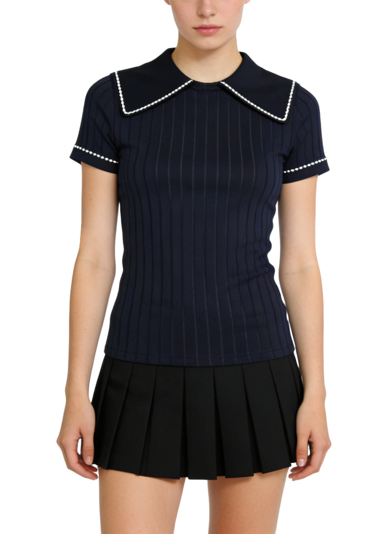 Women's Ribbed Fitted Short Sleeve Top