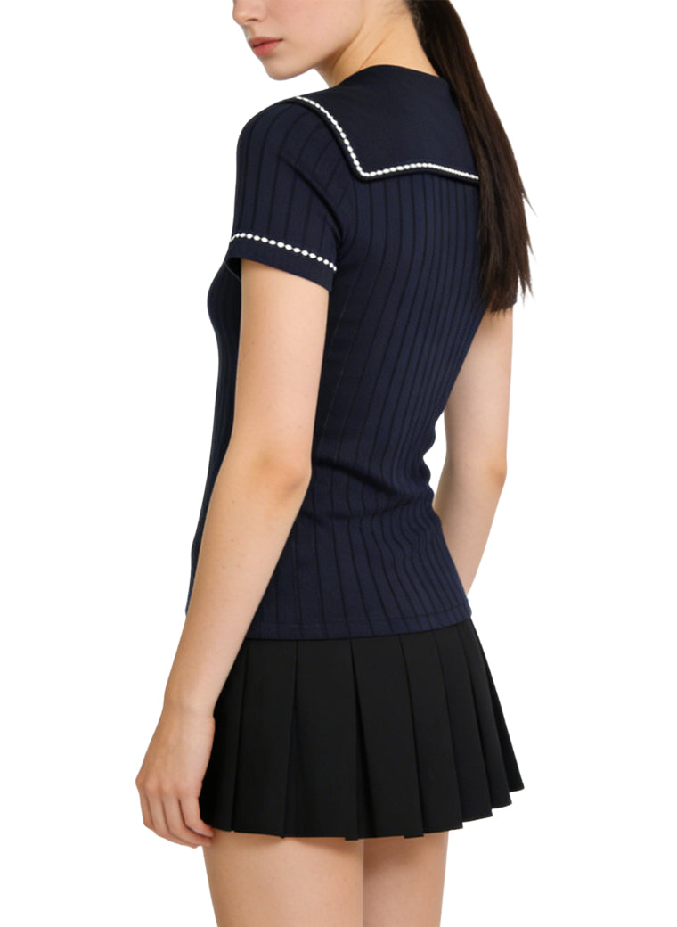 Women's Ribbed Fitted Short Sleeve Top