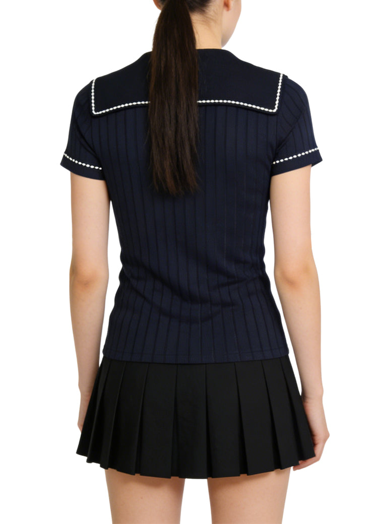 Women's Ribbed Fitted Short Sleeve Top